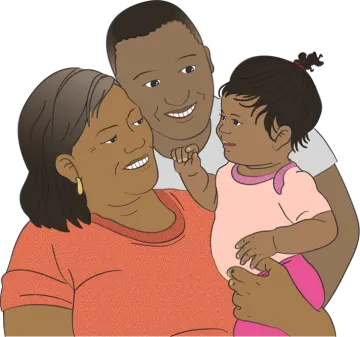 an illustration of a woman holding her daughter