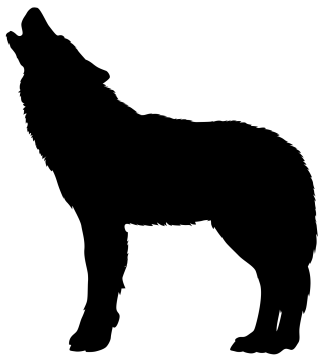 a silhouette of a howling wolf
