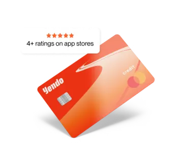 a red credit card with the words ratings on it
