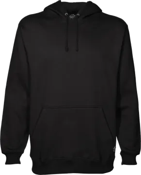 a black hoodie with a white logo on the front