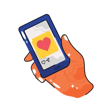 a hand holding a phone with a heart on the screen