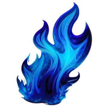 a blue flame on a white background