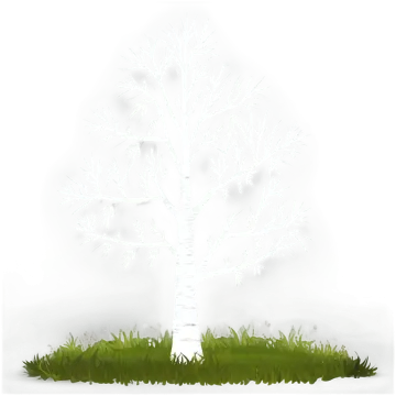 a white tree in the grass