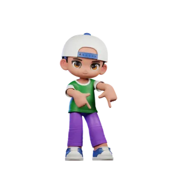a cartoon character in a green shirt and purple pants