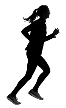a silhouette of a woman running