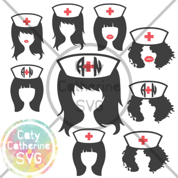 a set of silhouettes of people with red cross on their heads