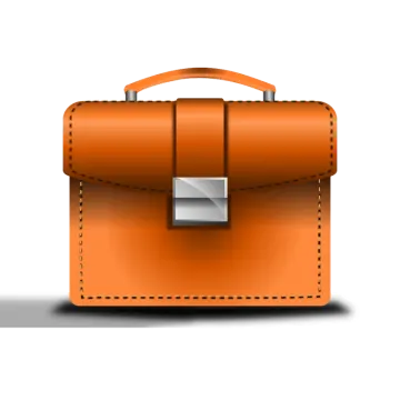an orange leather briefcase with a metal lock