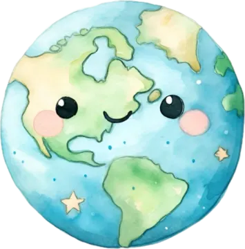 a watercolor painting of the earth with a smiley face