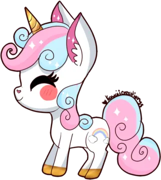 a cute little pony with pink hair and blue eyes
