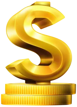 a golden dollar symbol on top of coins