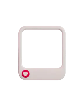 a white square frame with a red heart on it