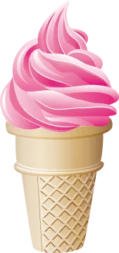 an ice cream cone with pink frosting