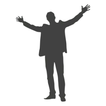 a silhouette of a man with his arms outstretched