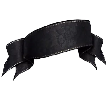 a black ribbon with white stitching on it