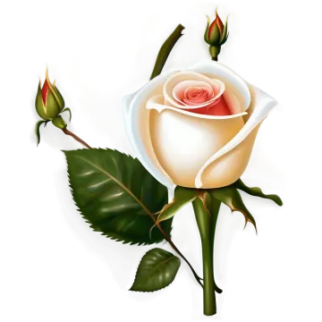 a white rose with red petals and green leaves