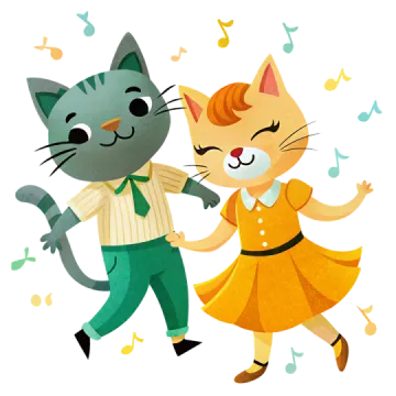 a couple of cats dancing together