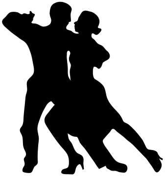 a silhouette of a couple dancing