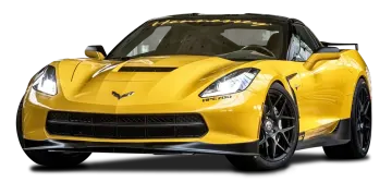 a yellow corvette car on a white background