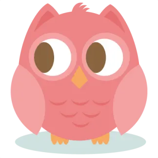 an illustration of a pink owl with big eyes