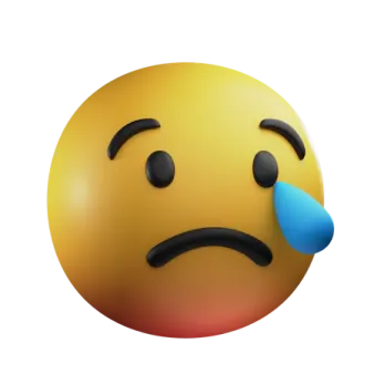 a smiley face with a teary expression