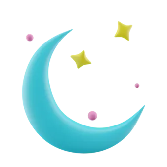 a blue crescent with stars on it