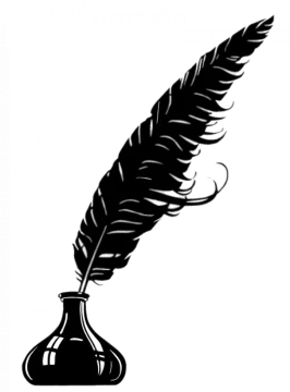 a black and white image of a feather quil
