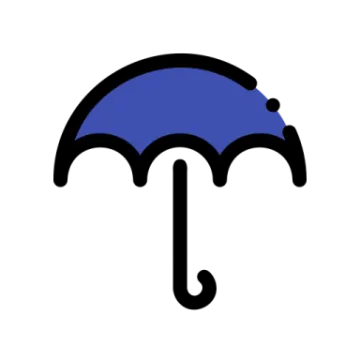 a blue umbrella on a white background