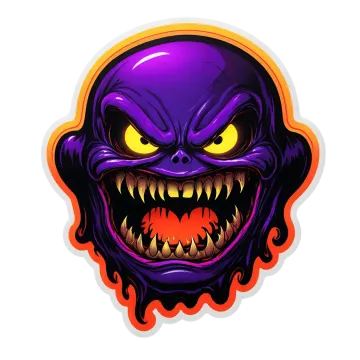 a cartoon character with an evil face and glowing eyes
