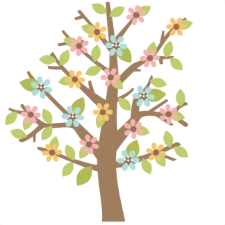 a tree with flowers and leaves on it