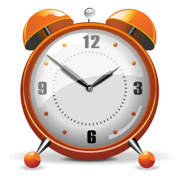 an orange alarm clock on a white background
