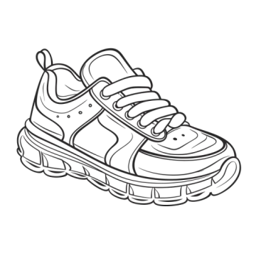 a black and white drawing of a shoe