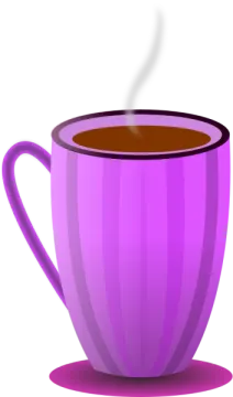 a purple coffee cup with steam coming out