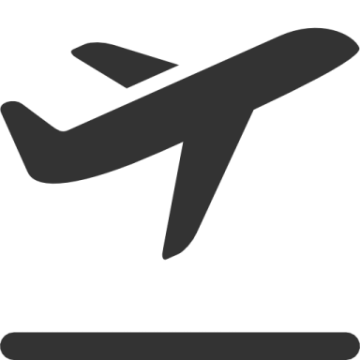 a black and white icon of an airplane