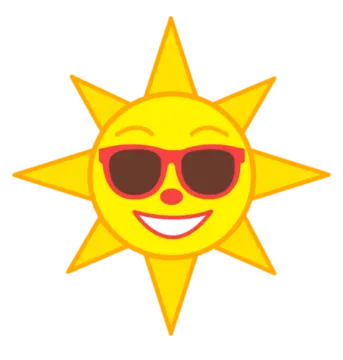 a smiling sun wearing sunglasses