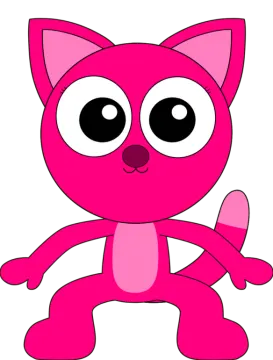 a pink cat with big eyes