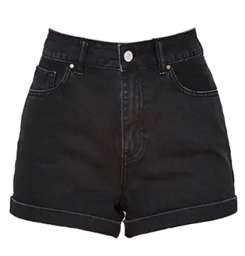 a pair of black denim shorts