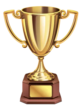a gold trophy on a white background