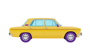 a yellow car on a white background