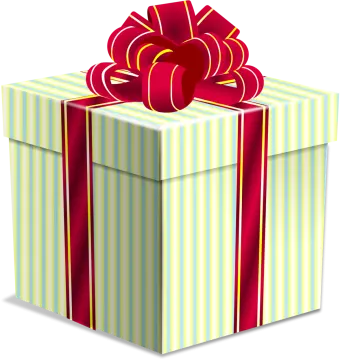 a gift box with a red bow