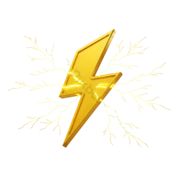 a yellow lightning bolt on a white background
