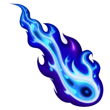 a blue flame on a white background