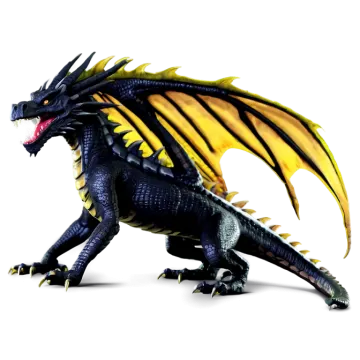 a black dragon with yellow wings