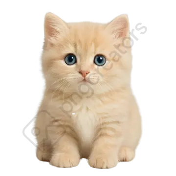 a small kitten with blue eyes sitting down