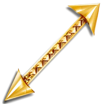 a golden arrow on a white background