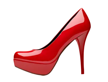 a red high heeled shoe