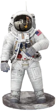 an astronaut statue on a white background