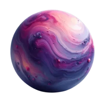 a purple and red marble ball on a white background