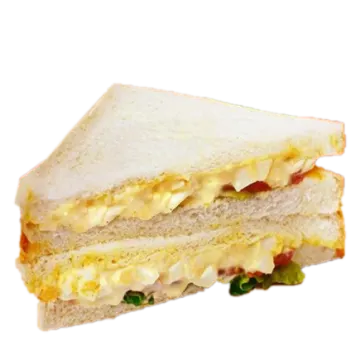 a sandwich cut in half on a white background