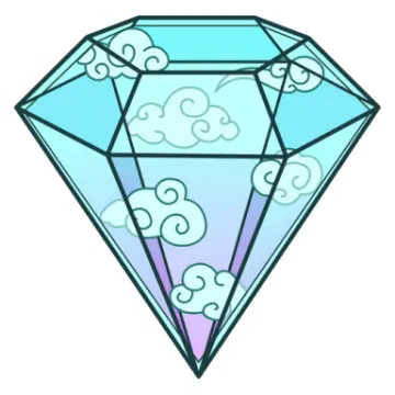 a diamond with clouds in the sky