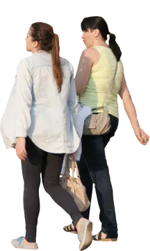two women walking side by side